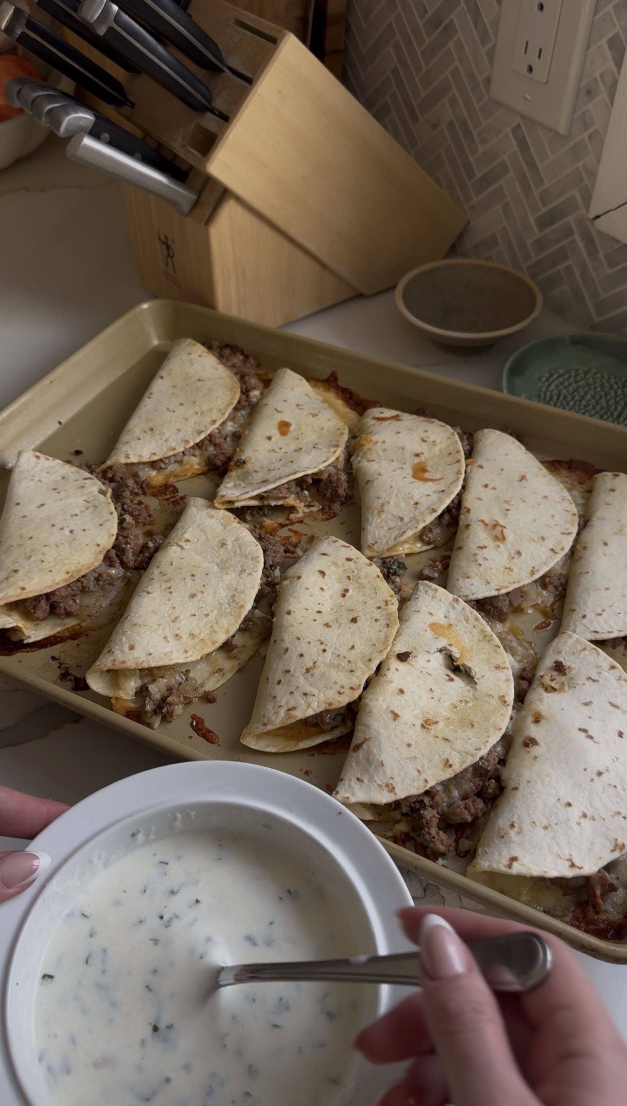 Crispy Beef Tacos with Yoghurt Lime Dressing