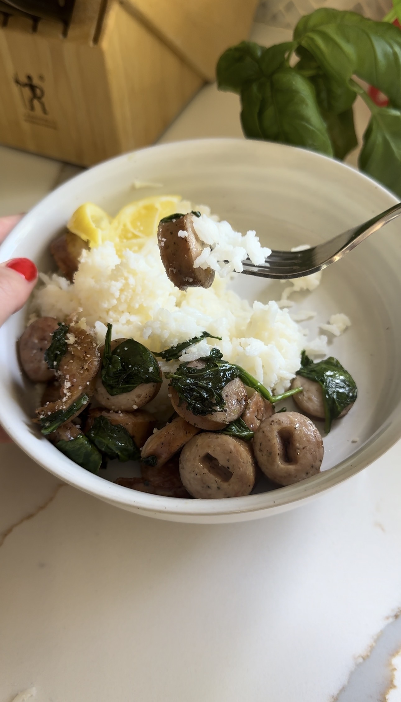 Parmesan Rice and Chicken Sausage