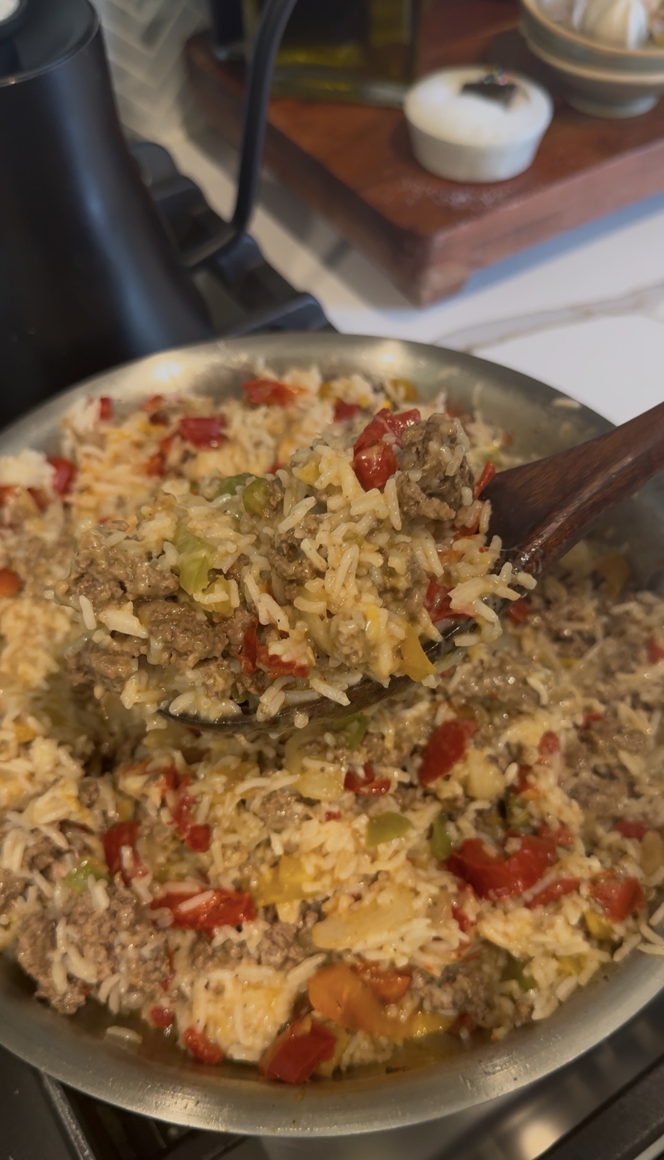 Cheesy Beef and Rice Skillet