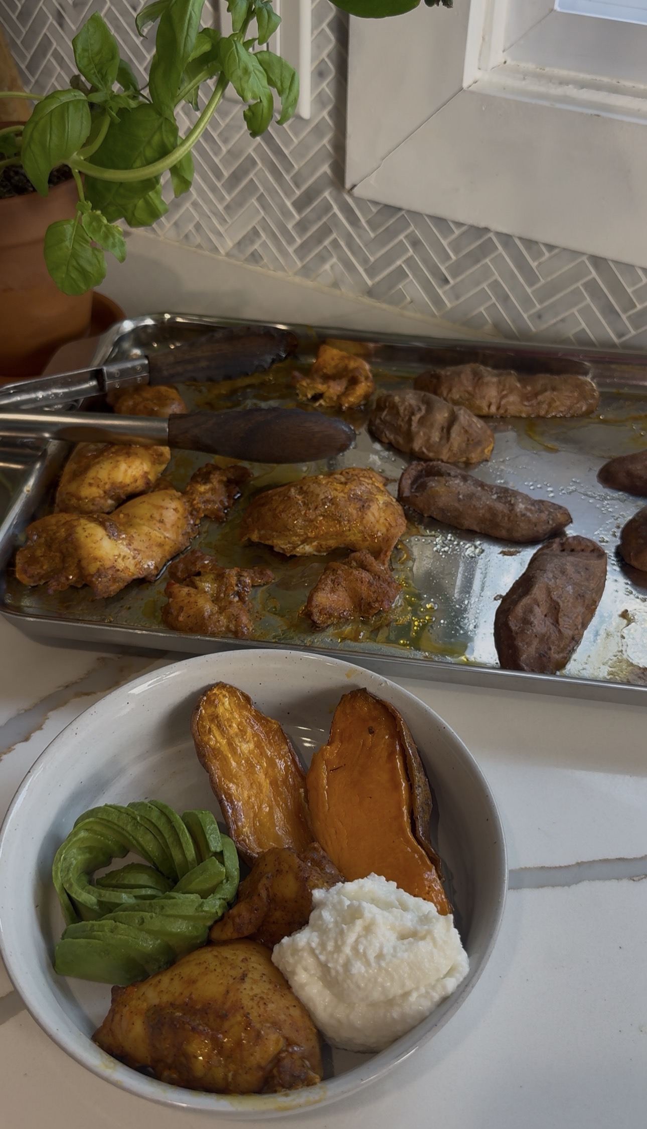 Shawarma Chicken and Sweet Potatoes