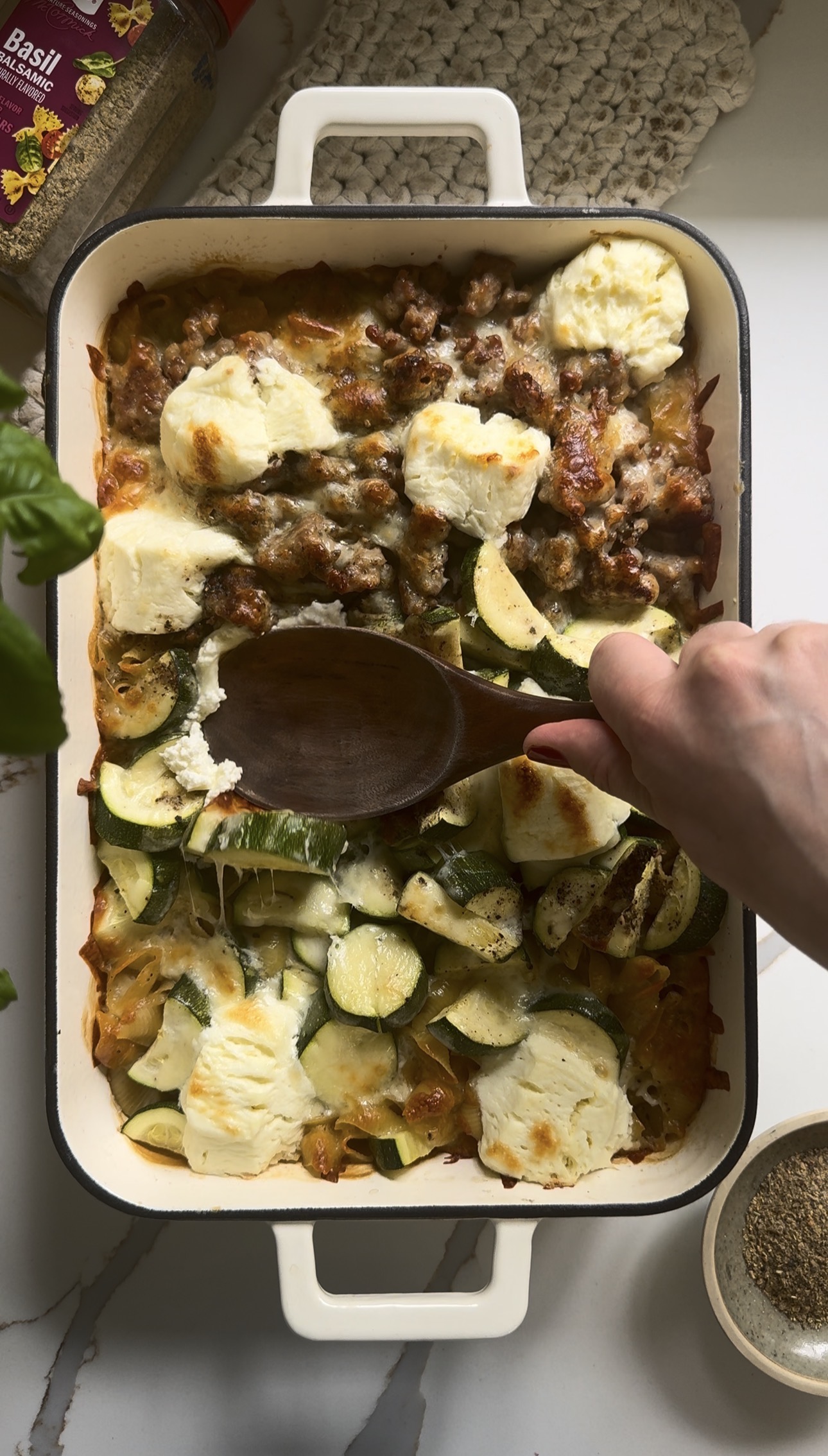 Sausage Basil Pasta Bake