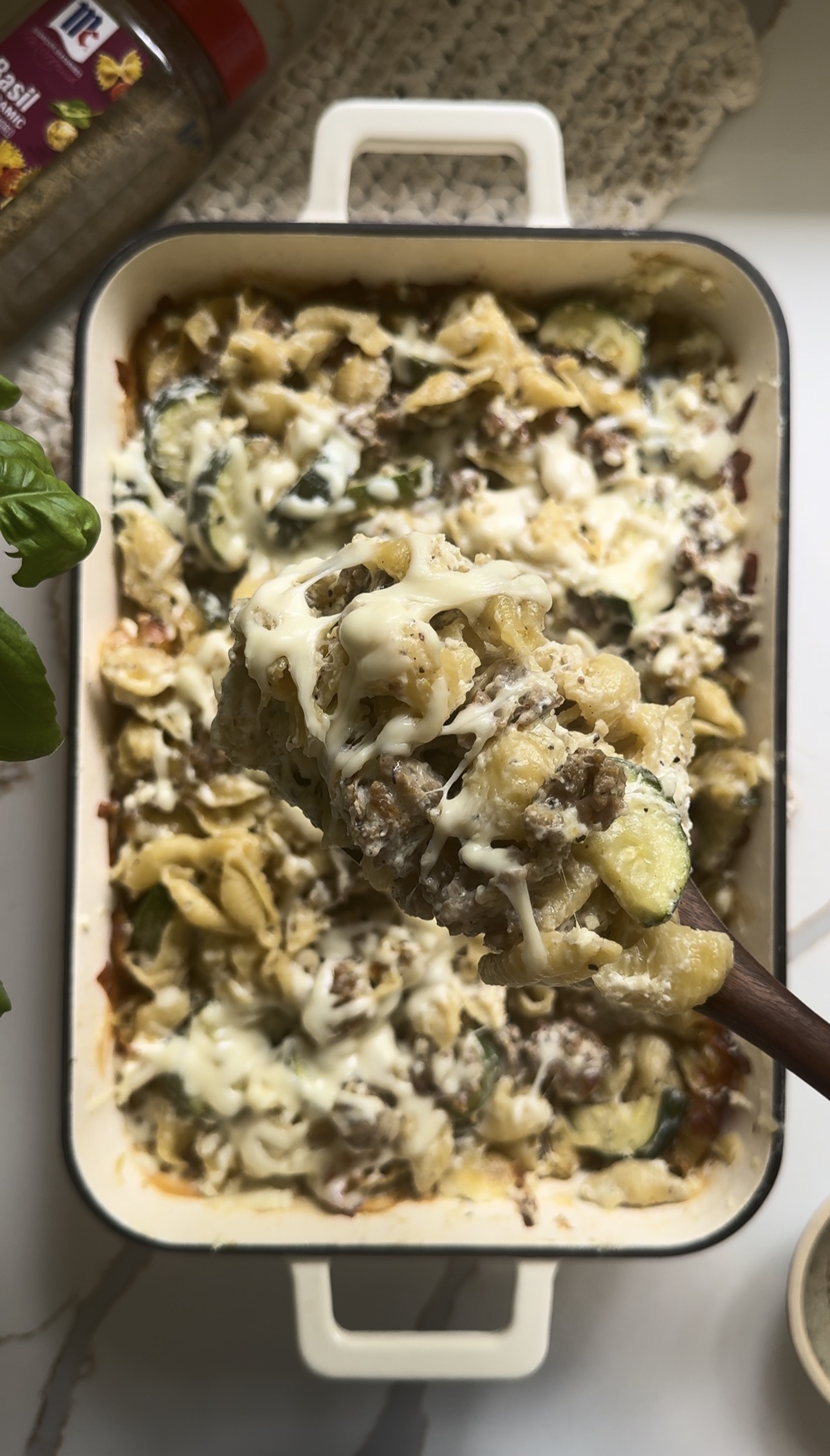 Sausage Basil Pasta Bake