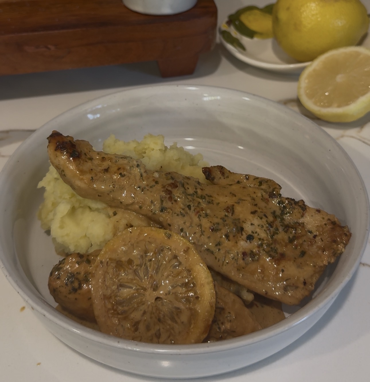 Creamy Lemon Chicken with Mashed Potatoes 