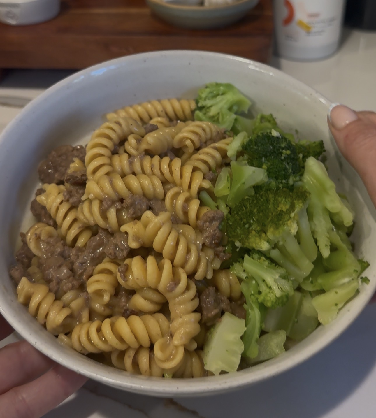 One Pot Beef Alfredo Pasta with Broccoli