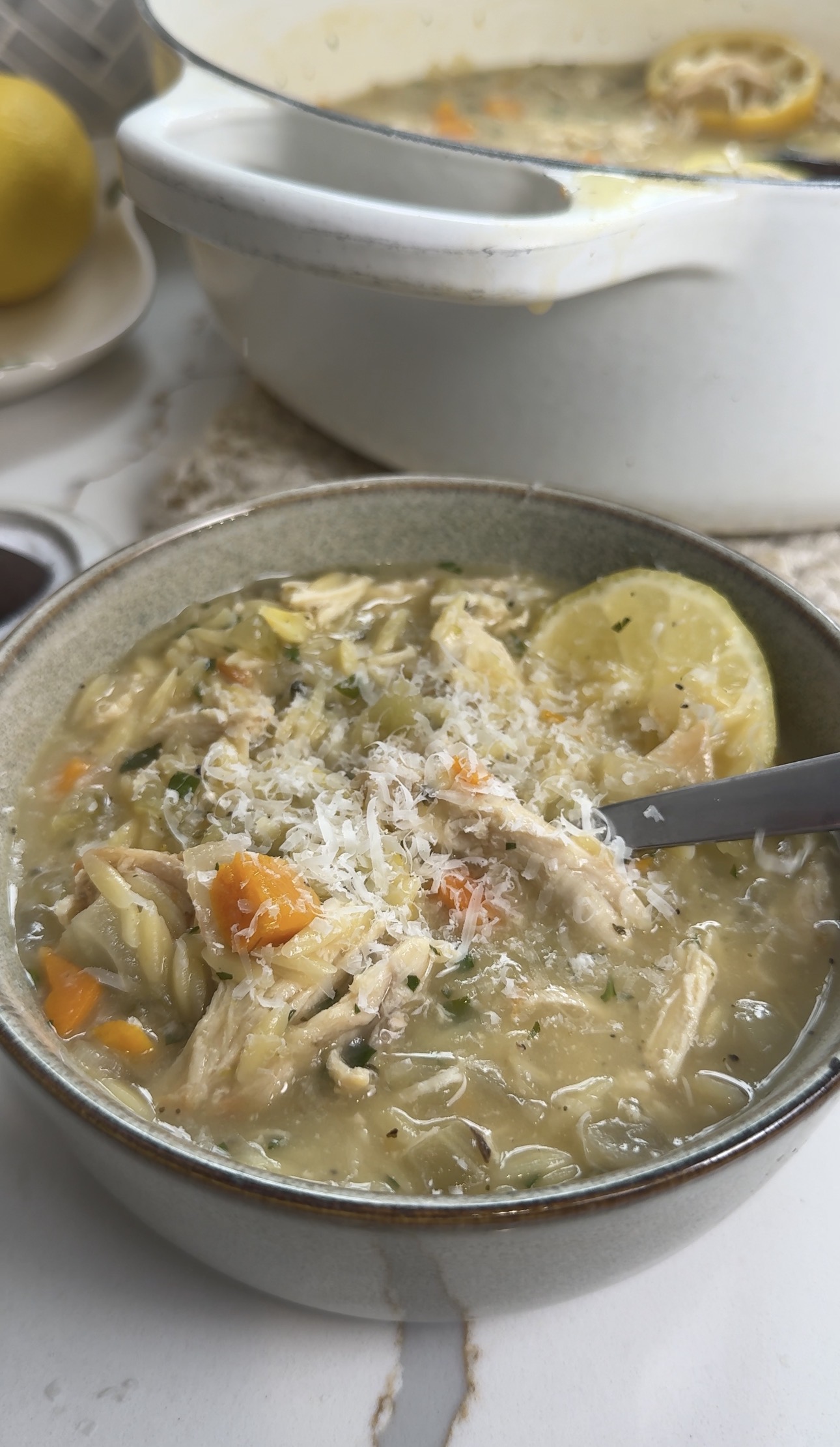 Lemon Chicken Orzo Soup