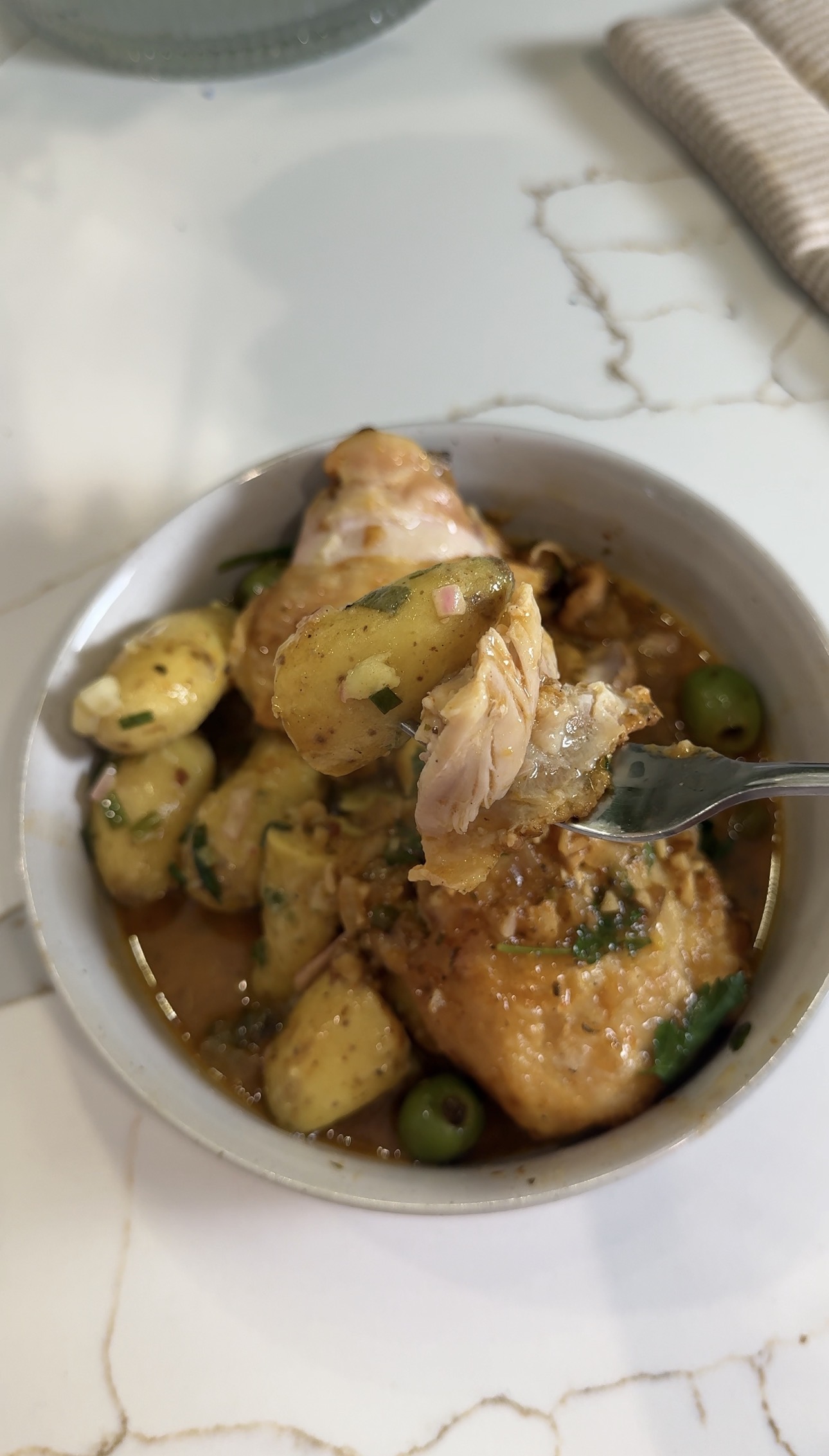 Wine braised chicken thighs
