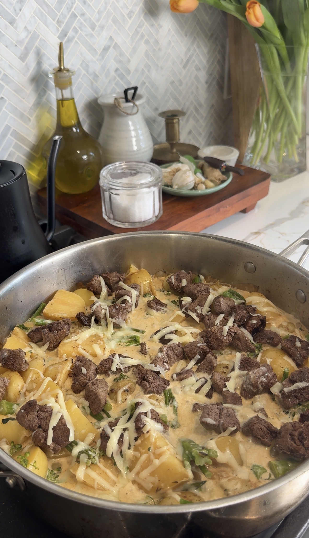 One pan steak and potatoes