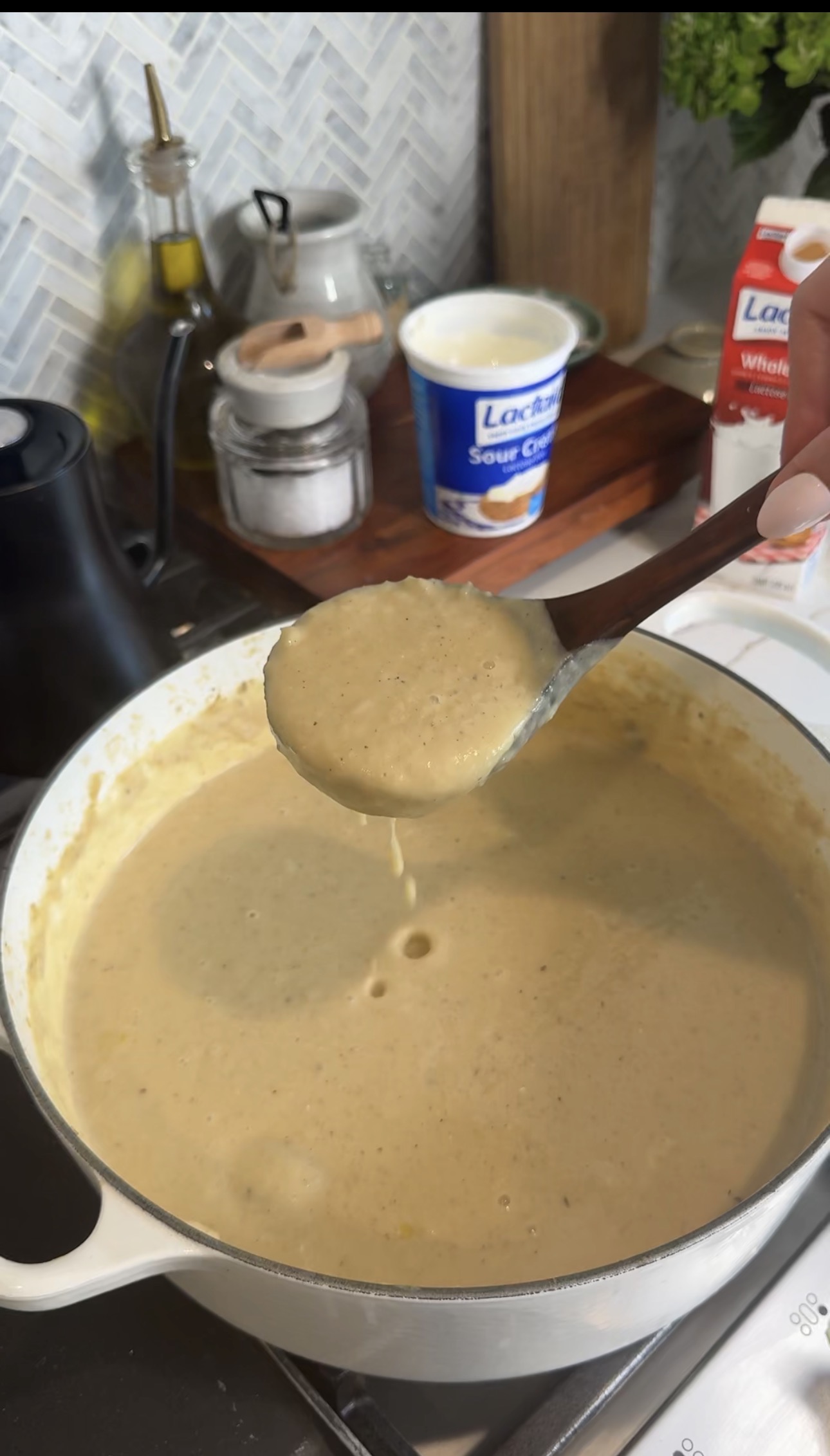 Caramelized leek and potato soup