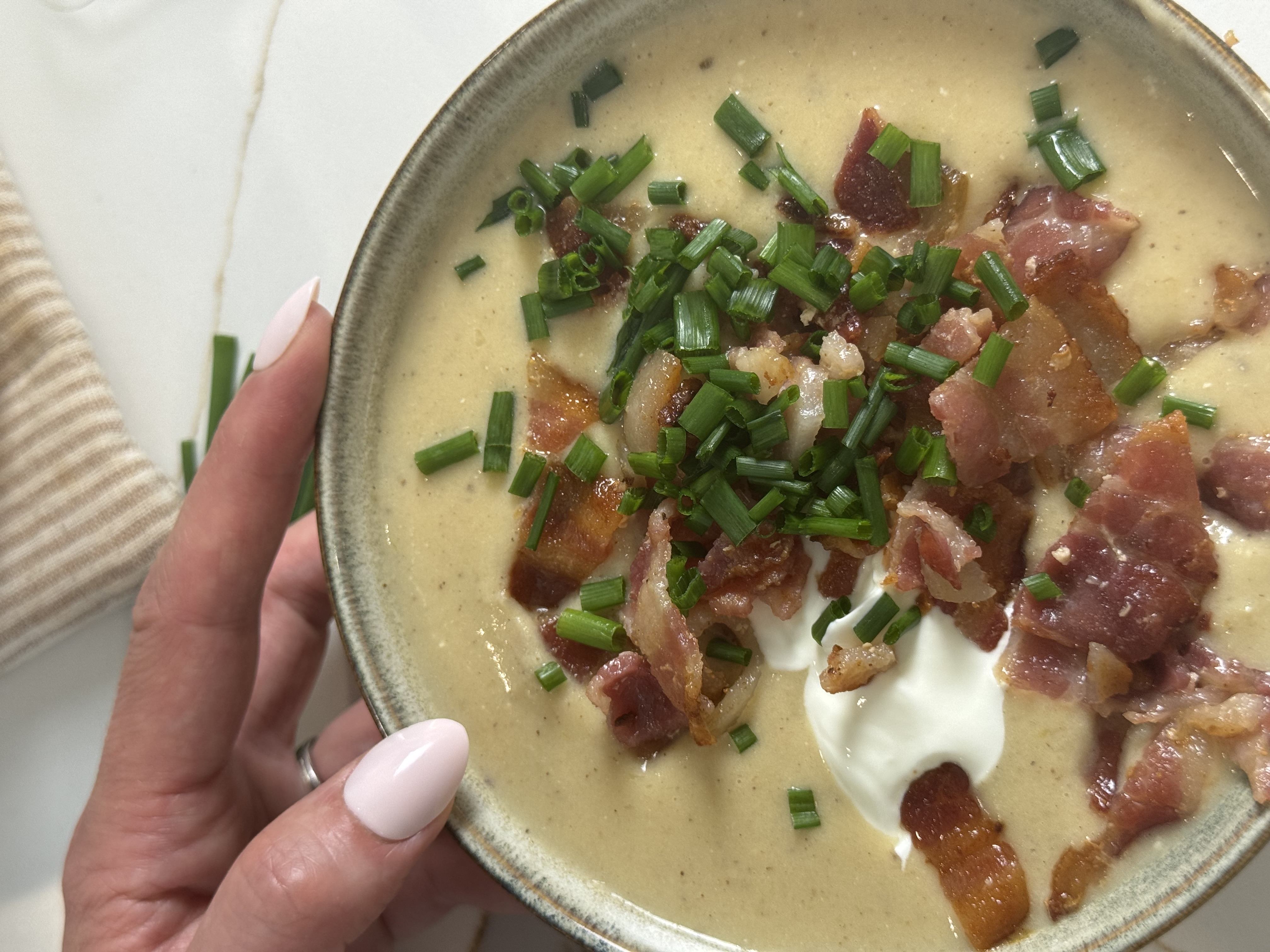 Caramelized leek and potato soup