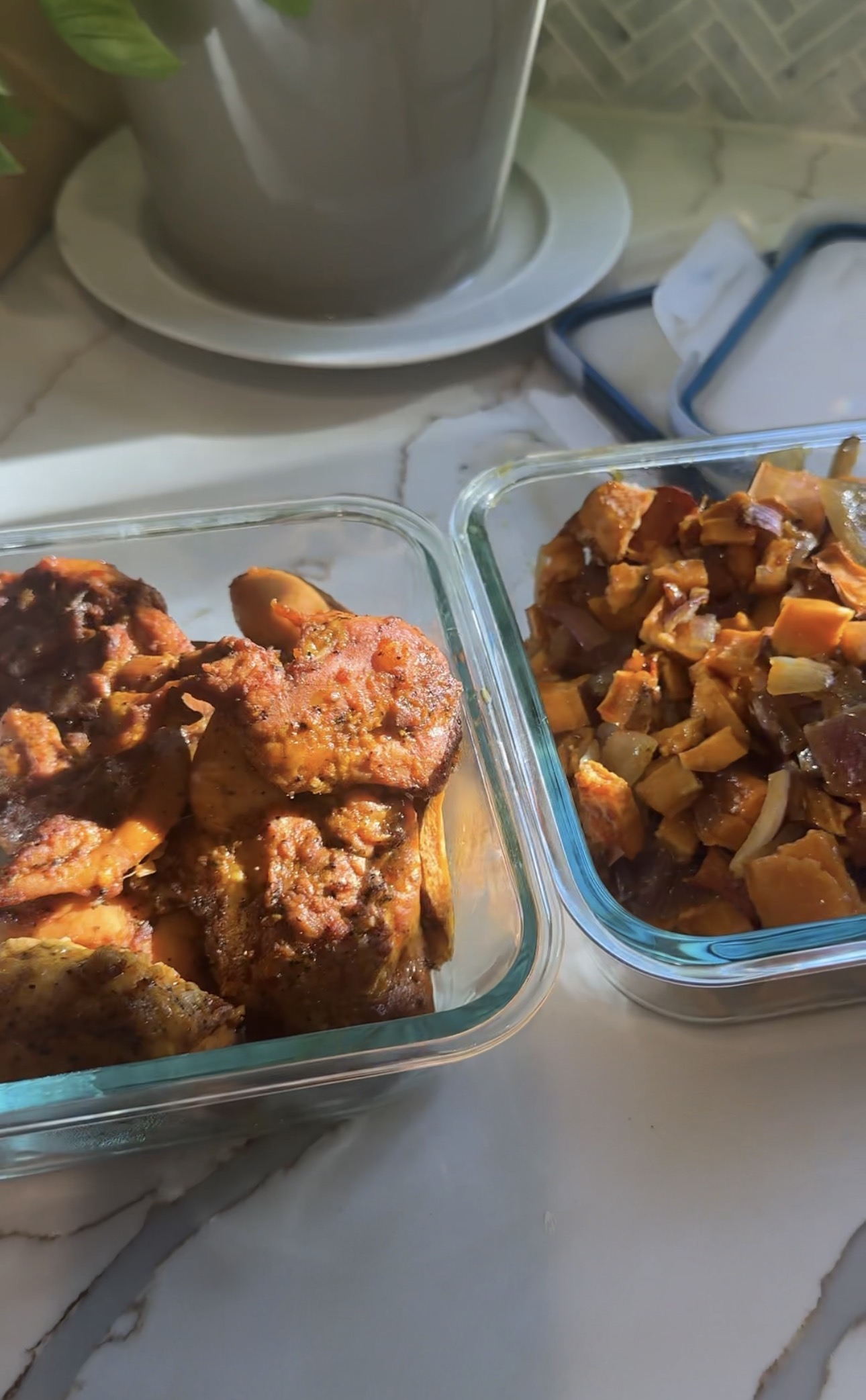 Sheet Pan Shawarma Chicken with Sweet Potatoes and Maple Tahini